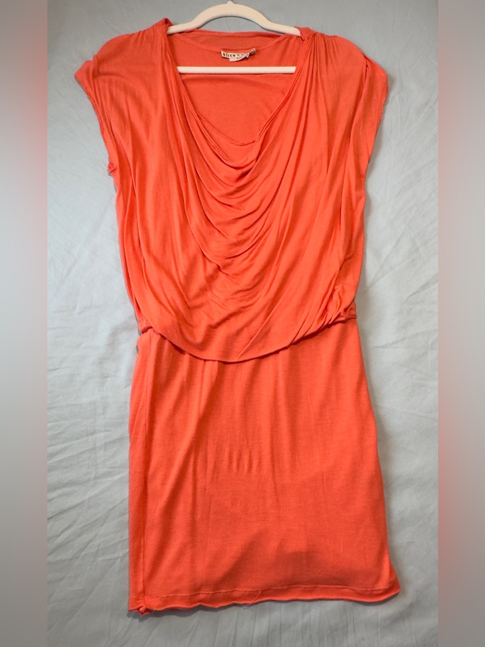 Alice + Olivia Coral Draped Mini Dress